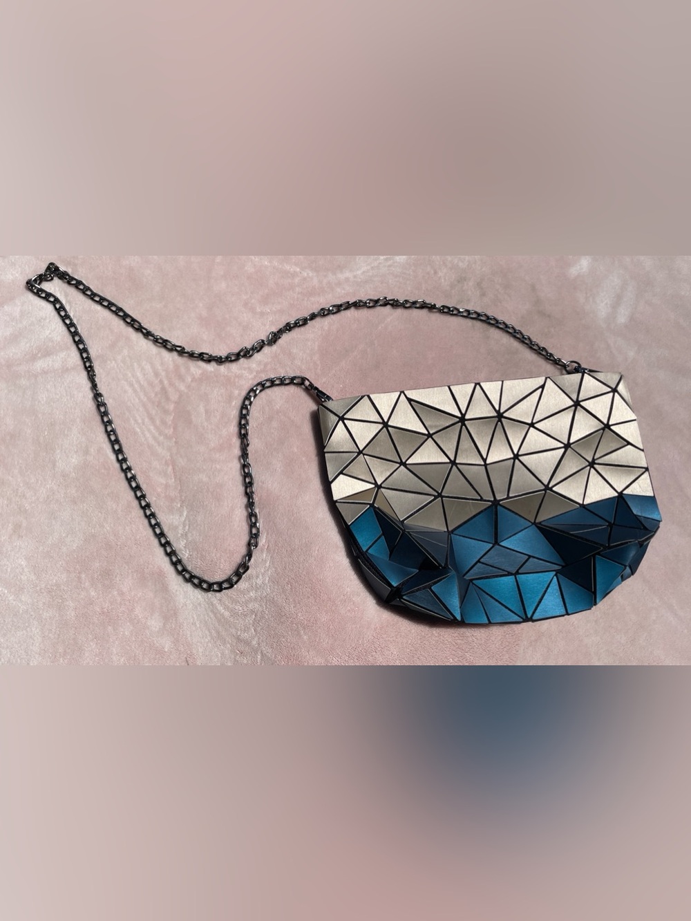 Patrizia Luca Metallic Geometric 3D Faceted Crossbody Chain Bag